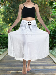 Bohotusk Plain White Long Skirt With Coconut Buckle (& Strapless - Horizon Bliss