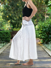 Bohotusk Plain White Long Skirt With Coconut Buckle (& Strapless - Horizon Bliss