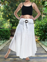 Bohotusk Plain White Long Skirt With Coconut Buckle (& Strapless - Horizon Bliss