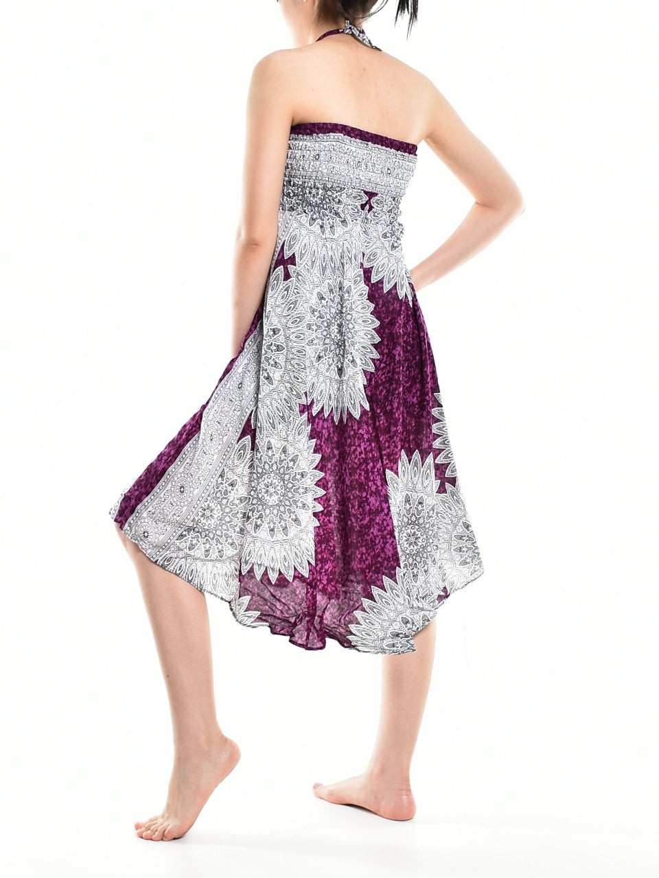 Bohotusk Purple Snowflake Long Skirt With Coconut Buckle (& Strapless - Horizon Bliss