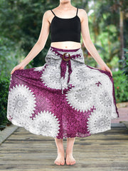 Bohotusk Purple Snowflake Long Skirt With Coconut Buckle (& Strapless - Horizon Bliss