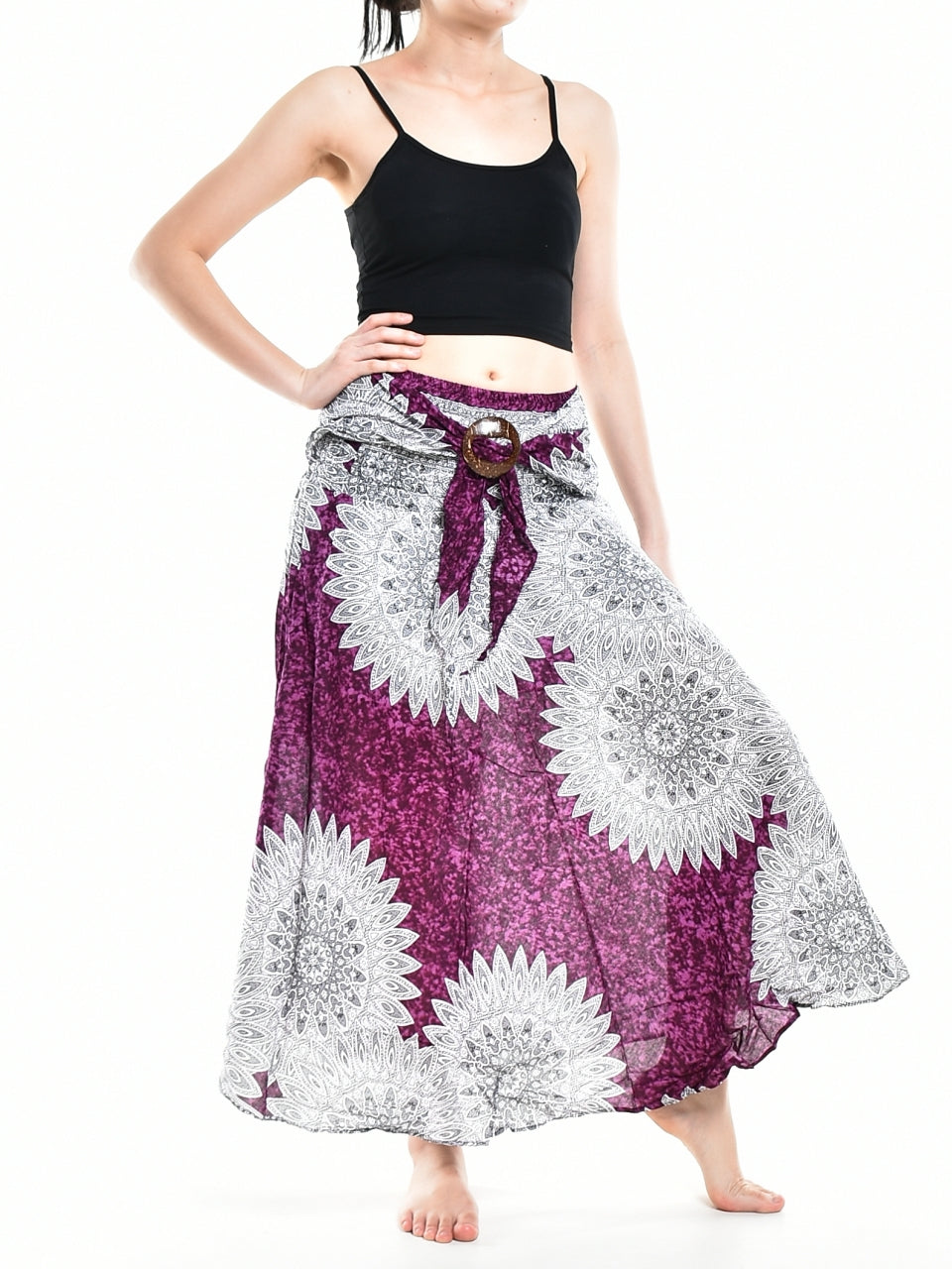 Bohotusk Purple Snowflake Long Skirt With Coconut Buckle (& Strapless - Horizon Bliss