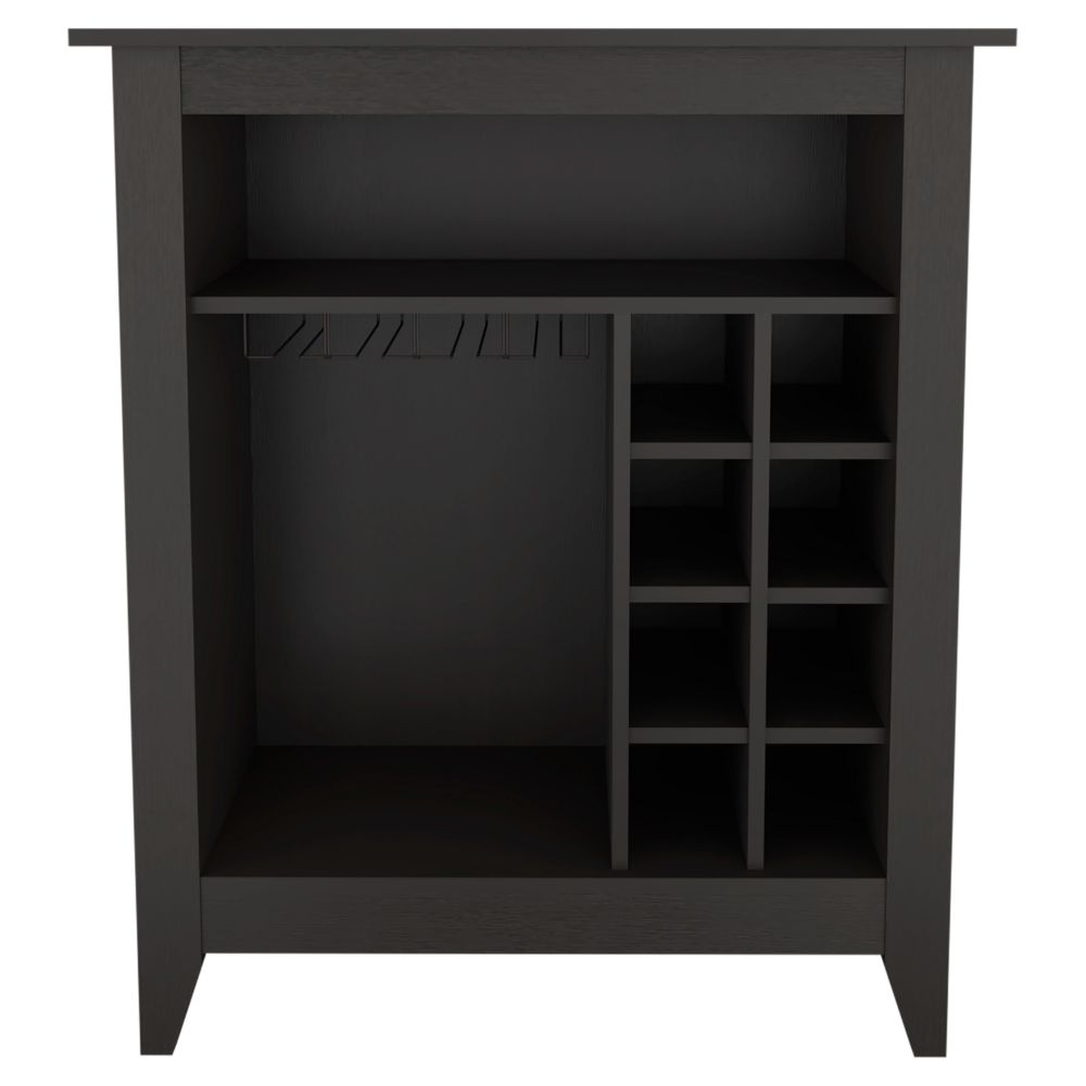 Bar Cabinet Castle, One Open Shelf, Six Wine Cubbies, Black Wengue - Horizon Bliss