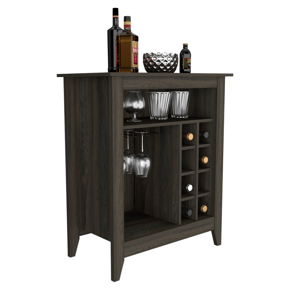 Bar Cabinet Castle, One Open Shelf, Six Wine Cubbies, Carbon Espresso - Horizon Bliss