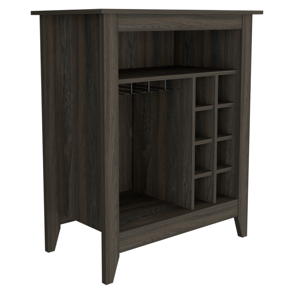 Bar Cabinet Castle, One Open Shelf, Six Wine Cubbies, Carbon Espresso - Horizon Bliss