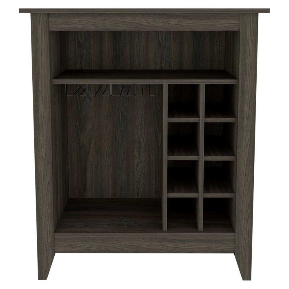 Bar Cabinet Castle, One Open Shelf, Six Wine Cubbies, Carbon Espresso - Horizon Bliss