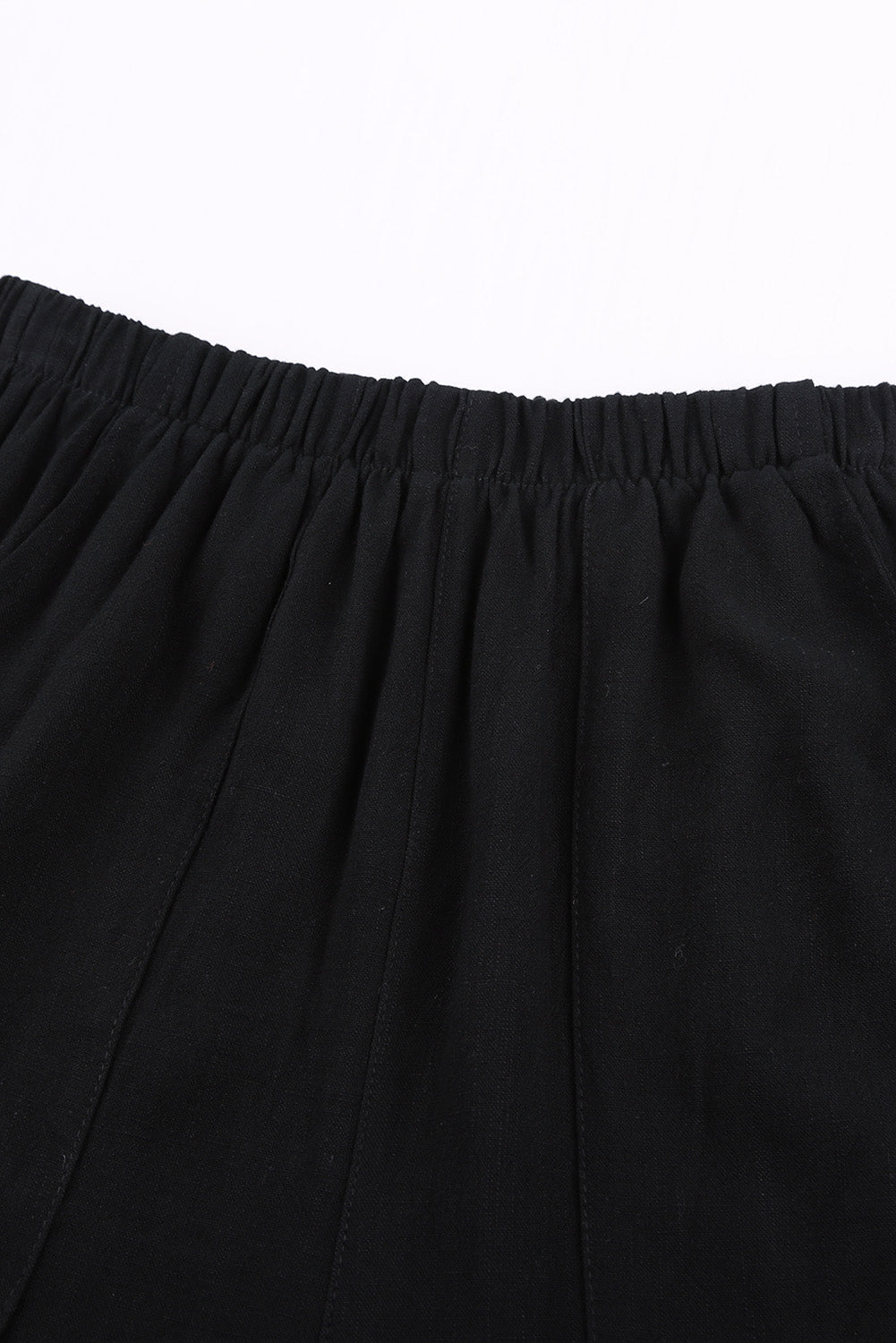 Casual Pocketed Flutter Black Linen Cotton Shorts - Horizon Bliss