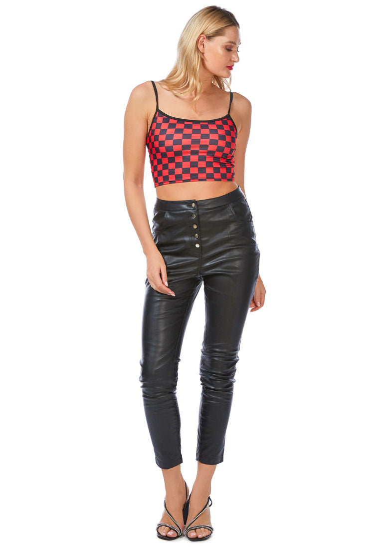 Checkerboard Spaghetti Crop Top