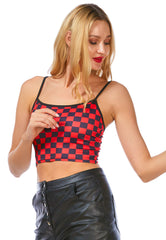 Checkerboard Spaghetti Crop Top