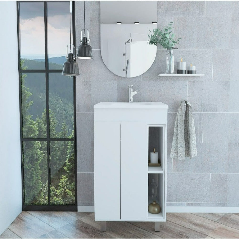 Vanity Akron, Double Door Cabinet, White Finish - Horizon Bliss