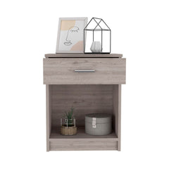 Nightstand Coco, Single Drawer, Lower Shelf, Light Gray Finish - Horizon Bliss