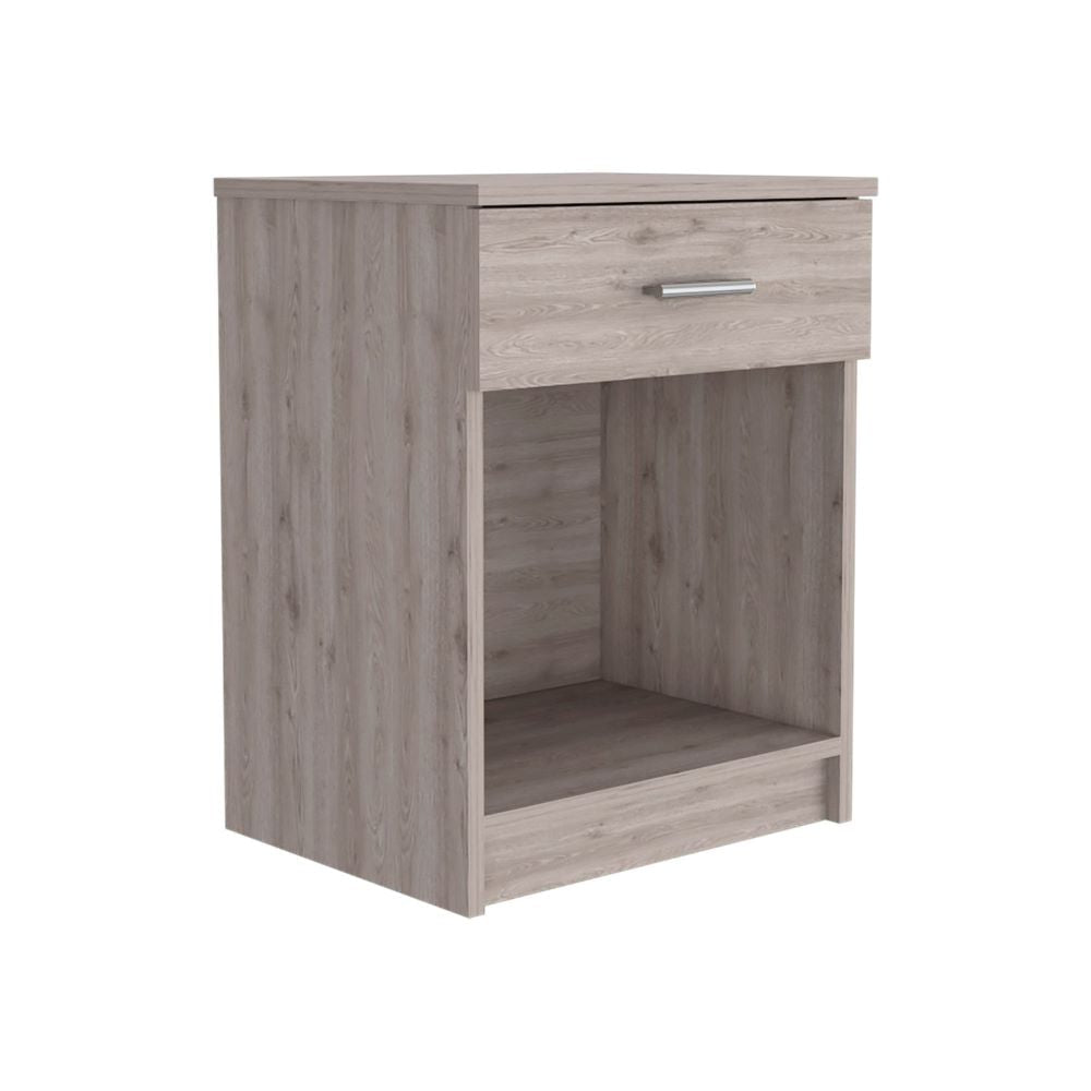 Nightstand Coco, Single Drawer, Lower Shelf, Light Gray Finish - Horizon Bliss