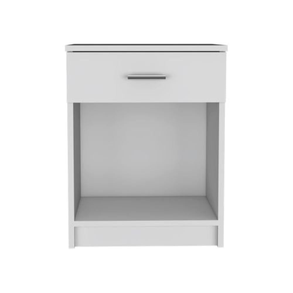 Nightstand Coco, Single Drawer, Lower Shelf, White Finish - Horizon Bliss