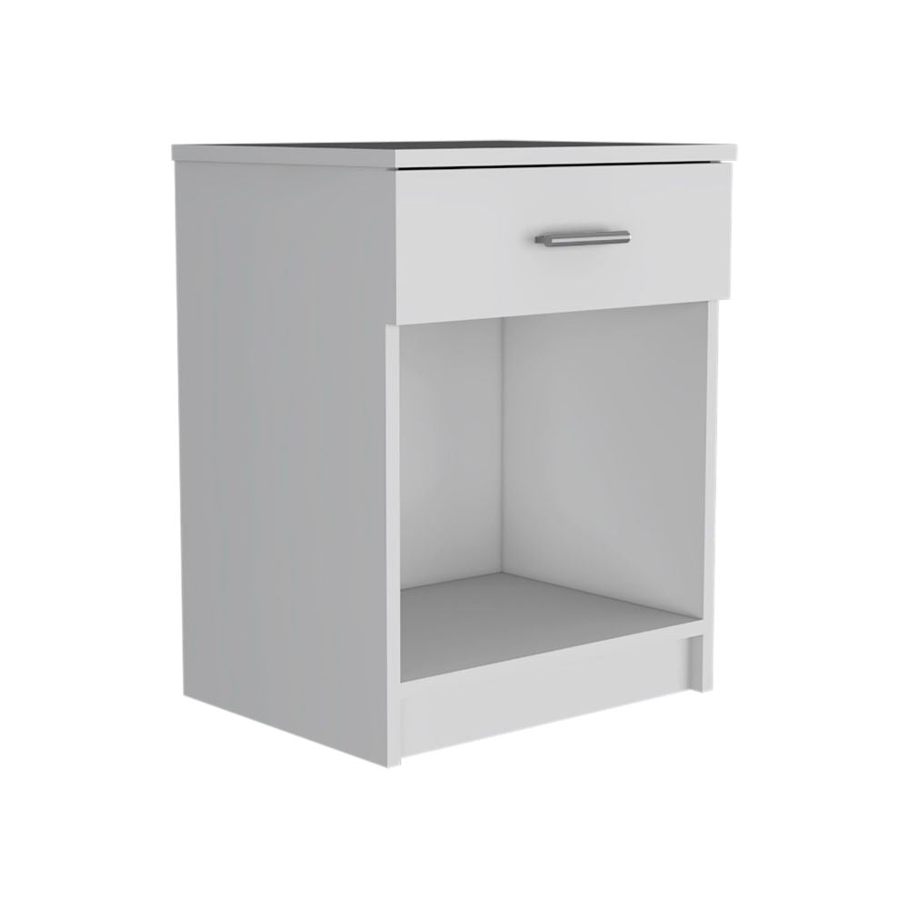 Nightstand Coco, Single Drawer, Lower Shelf, White Finish - Horizon Bliss