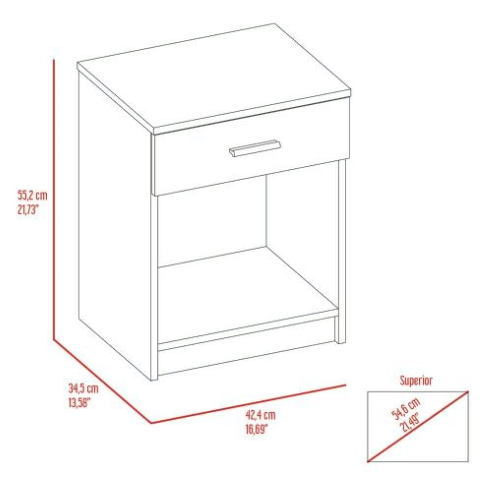 Nightstand Coco, Single Drawer, Lower Shelf, White Finish - Horizon Bliss