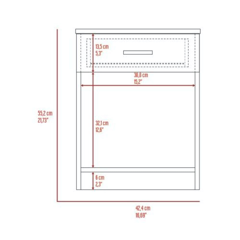 Nightstand Coco, Single Drawer, Lower Shelf, White Finish - Horizon Bliss