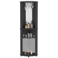 Corner Bar Cabinet Rialto, Three Shelves, Black Wengue Finish - Horizon Bliss