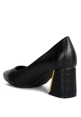 emersyn croc block heel pump shoes - Horizon Bliss