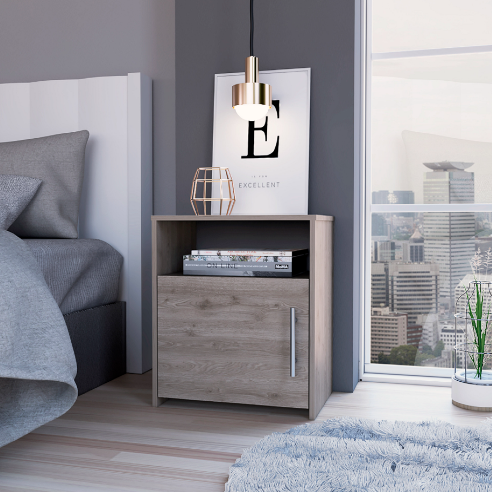 Nightstand Cuarzz, One Cabinet, Light Gray Finish - Horizon Bliss