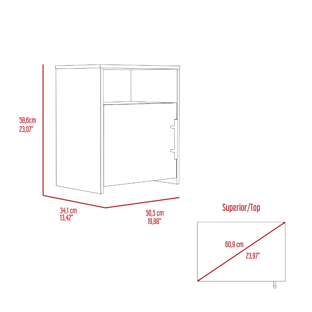 Nightstand Cuarzz, One Cabinet, Light Gray Finish - Horizon Bliss