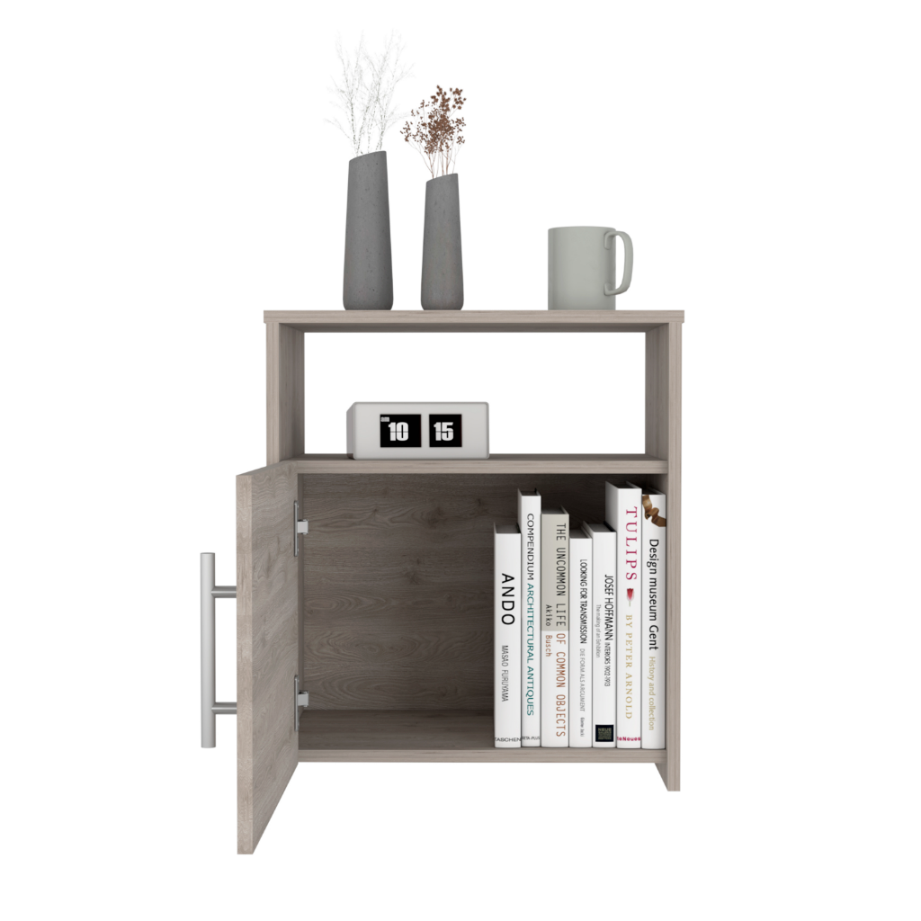 Nightstand Cuarzz, One Cabinet, Light Gray Finish - Horizon Bliss