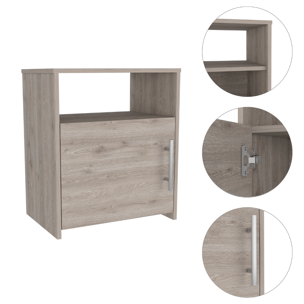 Nightstand Cuarzz, One Cabinet, Light Gray Finish - Horizon Bliss