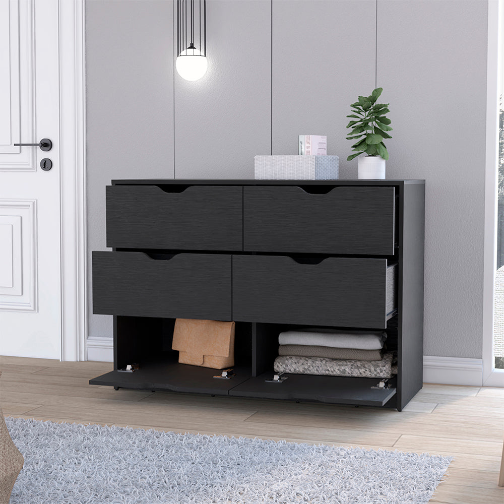 Dresser Curio, Four Drawers, Black Wengue Finish - Horizon Bliss