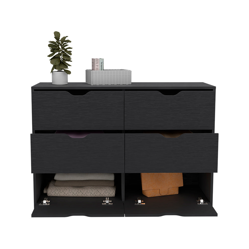 Dresser Curio, Four Drawers, Black Wengue Finish - Horizon Bliss