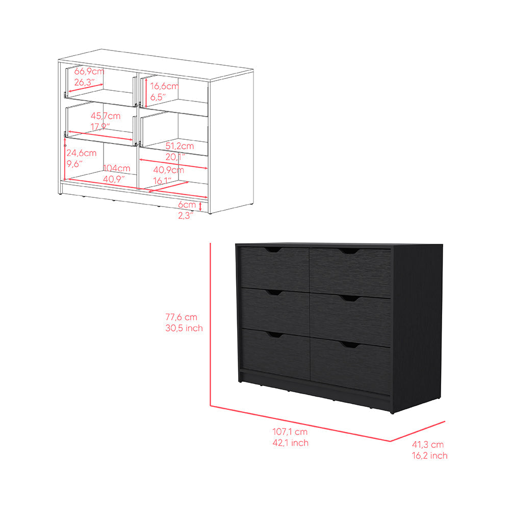 Dresser Curio, Four Drawers, Black Wengue Finish - Horizon Bliss