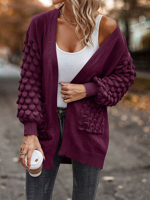 Knit Cardigan Female Top Long Sleeve Coat Women Side Pockets Casual - Horizon Bliss