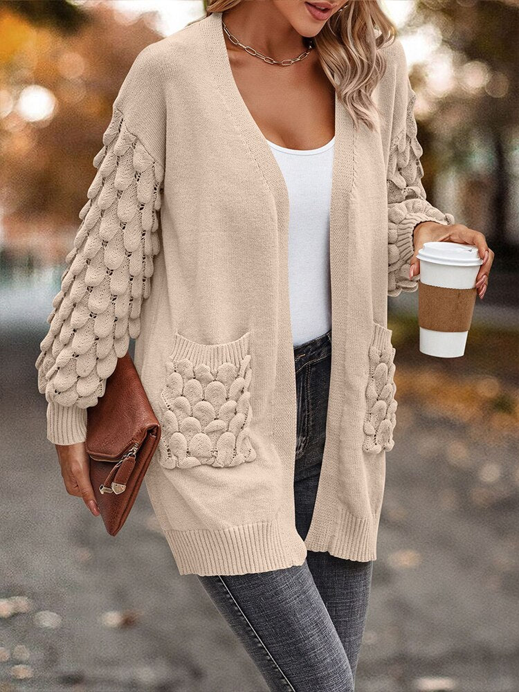 Knit Cardigan Female Top Long Sleeve Coat Women Side Pockets Casual - Horizon Bliss