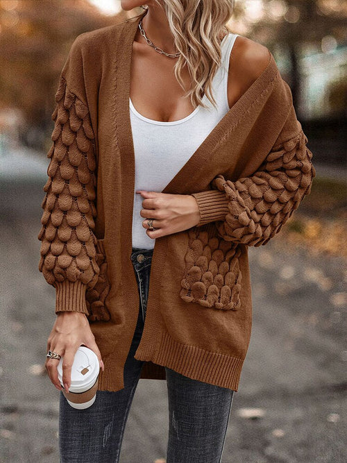 Knit Cardigan Female Top Long Sleeve Coat Women Side Pockets Casual - Horizon Bliss