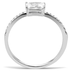 DA009 - High polished (no plating) Stainless Steel Ring with Cubic  in