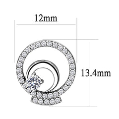 DA069 - High polished (no plating) Stainless Steel Earrings with AAA