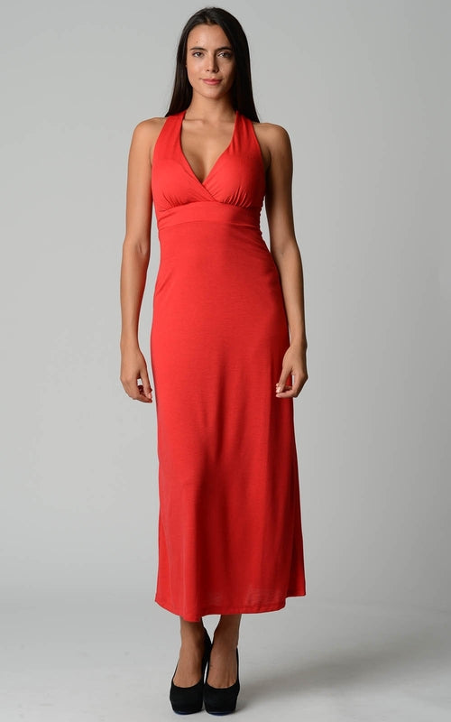 Women's Halter Maxi Dress with Cross Back Straps - Horizon Bliss