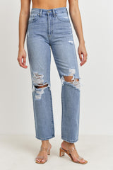 JBD HIGH WAISTED DISTRESSED LOOSE FIT JEAN - Horizon Bliss