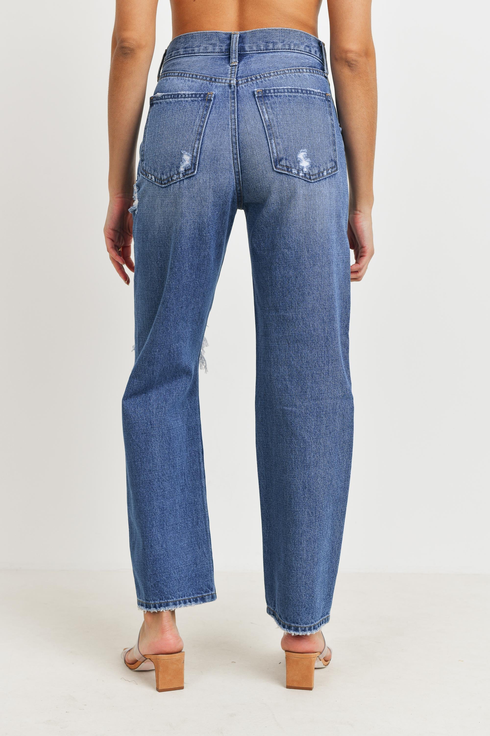 JBD HIGH WAISTED DISTRESSED LOOSE FIT JEAN - Horizon Bliss