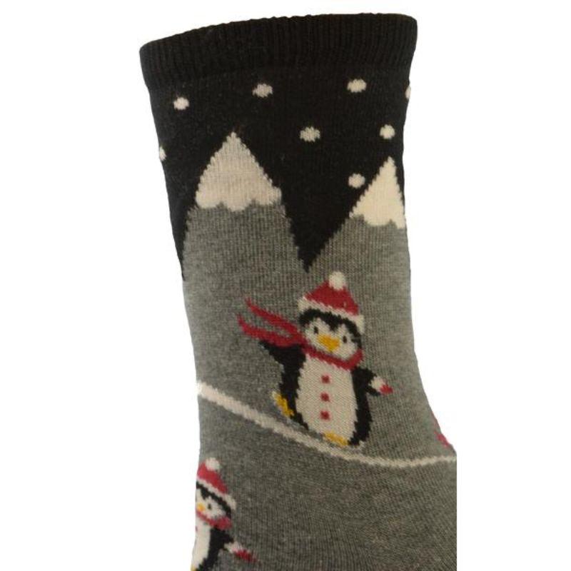 Happy Penguin Theme Holiday Cotton Crew - Horizon Bliss