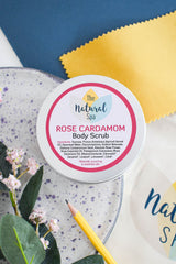 Rose and Cardamom Body Scrub - 3 different size option - Horizon Bliss