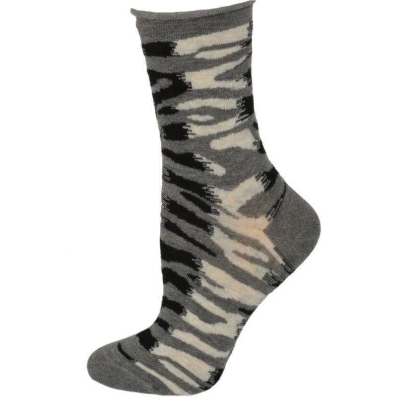 Sierra Socks Zebra Pattern Hi Anklet Casual Cotton Womens 2 Pair Socks - Horizon Bliss