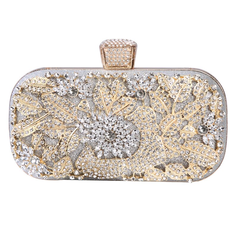 Diamond Evening Clutch Bag For Women Wedding Golden Clutch Purse Chain