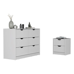 Bennett 2 Piece Bedroom Set, Nightstand + Dresser, White Finish - Horizon Bliss