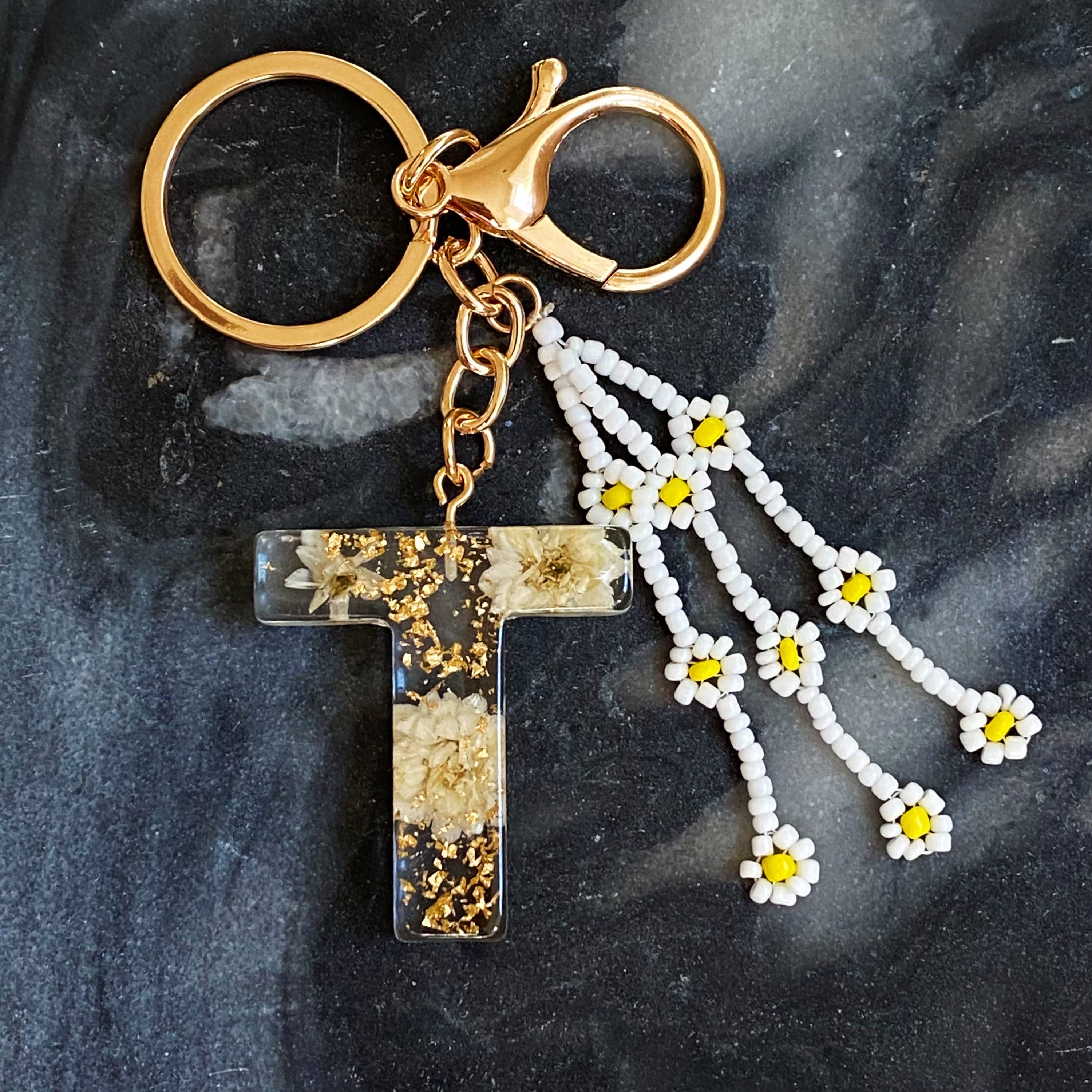 Baby Daisy Initial Key Chain