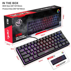 HXSJ V700 61 Keys RGB Lighting Gaming Wired Keyboard (Black) - Horizon Bliss