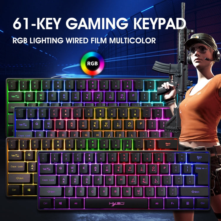 HXSJ V700 61 Keys RGB Lighting Gaming Wired Keyboard (Black) - Horizon Bliss