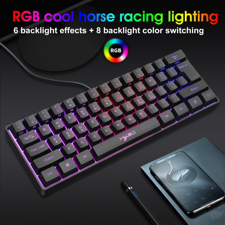 HXSJ V700 61 Keys RGB Lighting Gaming Wired Keyboard (Black) - Horizon Bliss