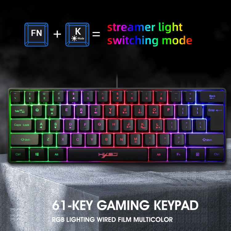 HXSJ V700 61 Keys RGB Lighting Gaming Wired Keyboard (Black) - Horizon Bliss