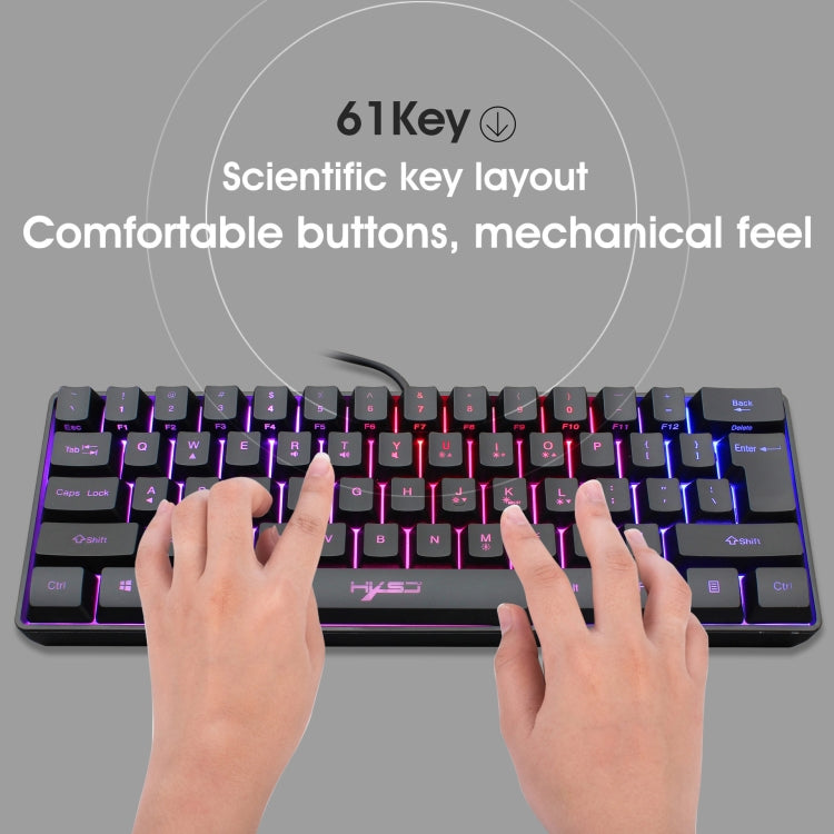 HXSJ V700 61 Keys RGB Lighting Gaming Wired Keyboard (Black) - Horizon Bliss