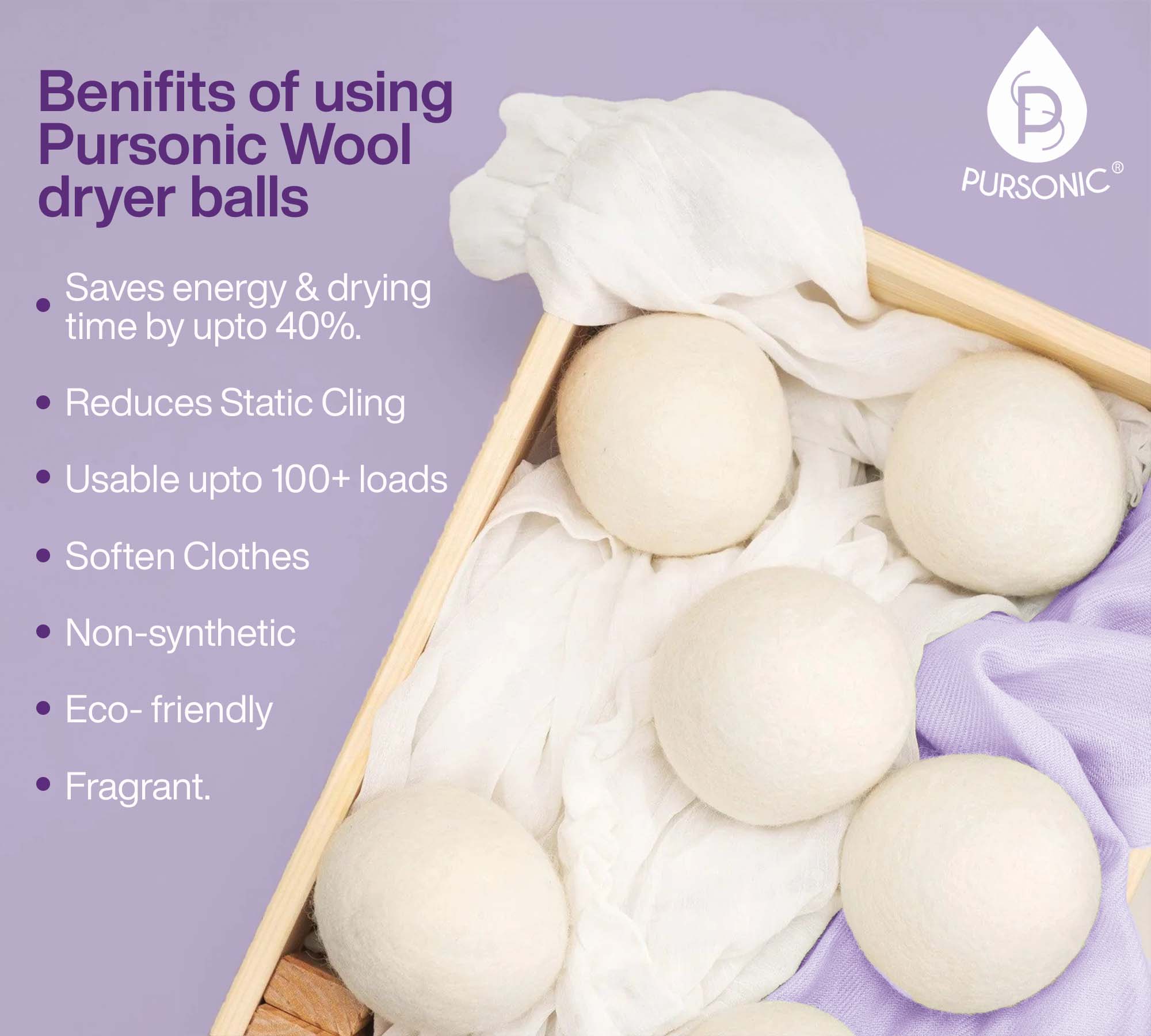 Wool Dryer Balls Bundle - Reusable Laundry Balls Made from Pure New