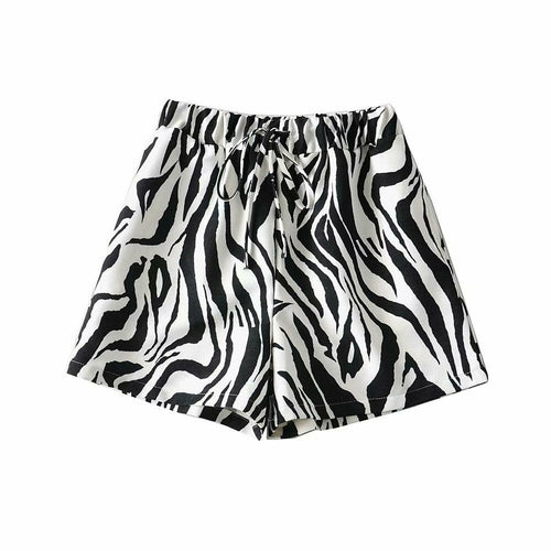 Elastic Waist Fitness Bottoms Fashion Pocket Shorts Mujer Zebra - Horizon Bliss